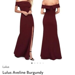 Lulu's Burgundy Off-Shoulder Maxi Dress